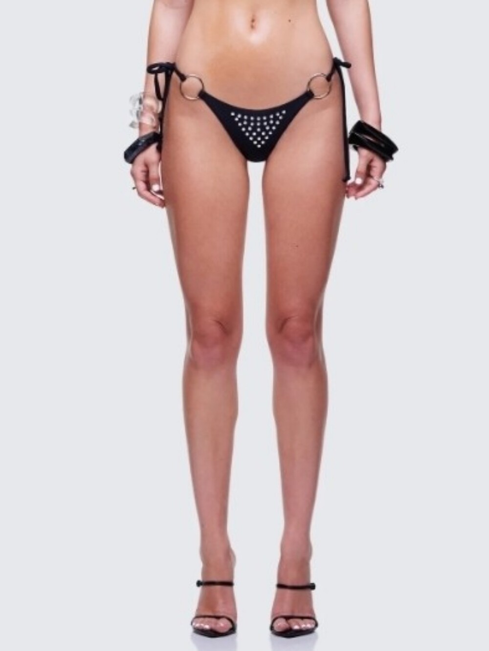 Finesse Quen Black Stidden Bikini Bottom/new/msrp $28